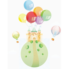 可爱彩色城堡卡通矢量图