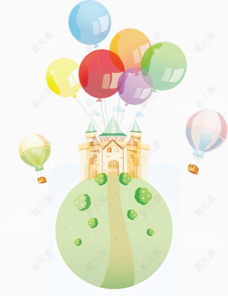 可爱彩色城堡卡通矢量图