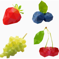 矢量手绘低多边形水果