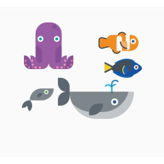 抽象手绘海洋生物