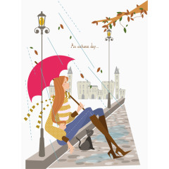 矢量手绘下雨天