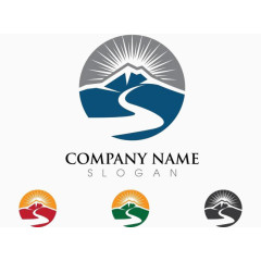 有质感的彩色图形公路设计元素