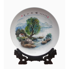 春江水暖石画摆件免抠图片