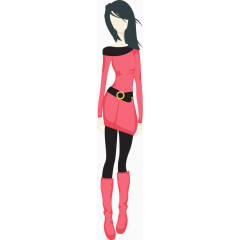 矢量手绘服装模特