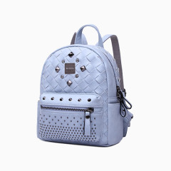 蓝色纯色铆钉编织双肩包轴测图