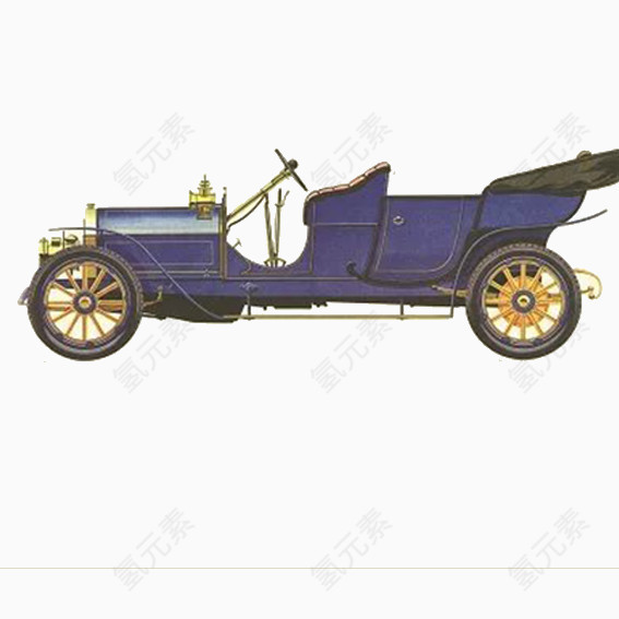紫色复古卡通绘画老爷车