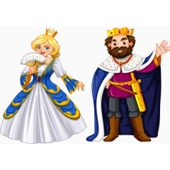 矢量手绘国王和王后