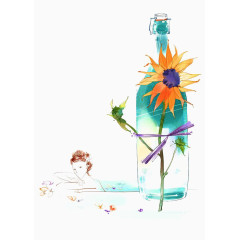 手绘美女洗澡图片素材