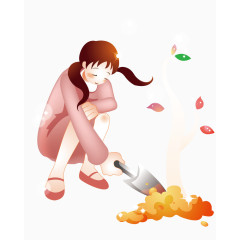 女孩种植自己的植物