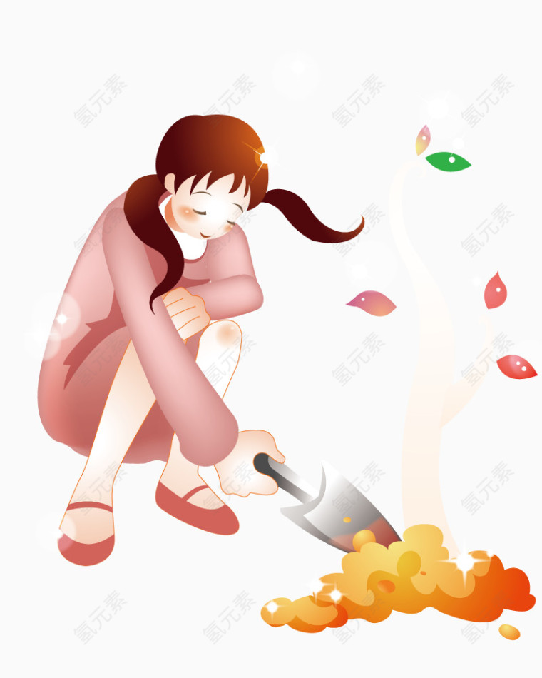 女孩种植自己的植物