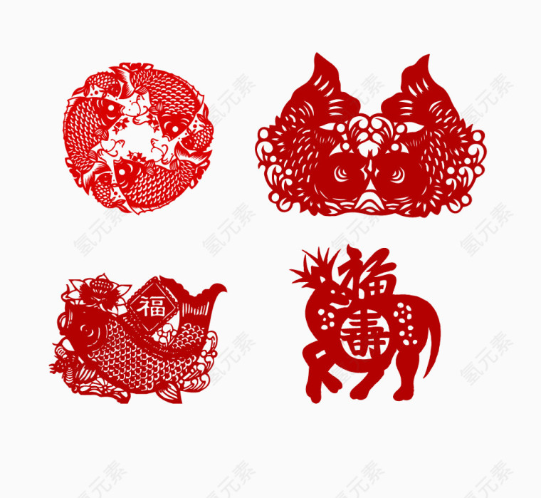 喜庆红色新年剪纸