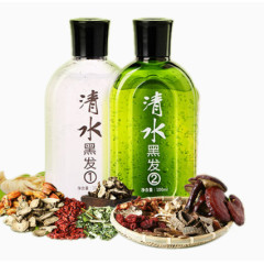 中草药清水黑发洗发水