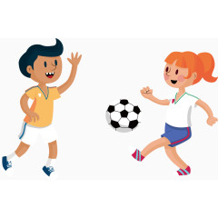 男孩女孩踢足球