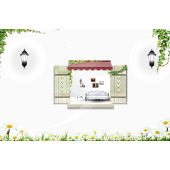 绿色 家居 窗户 海报banner背景 春天