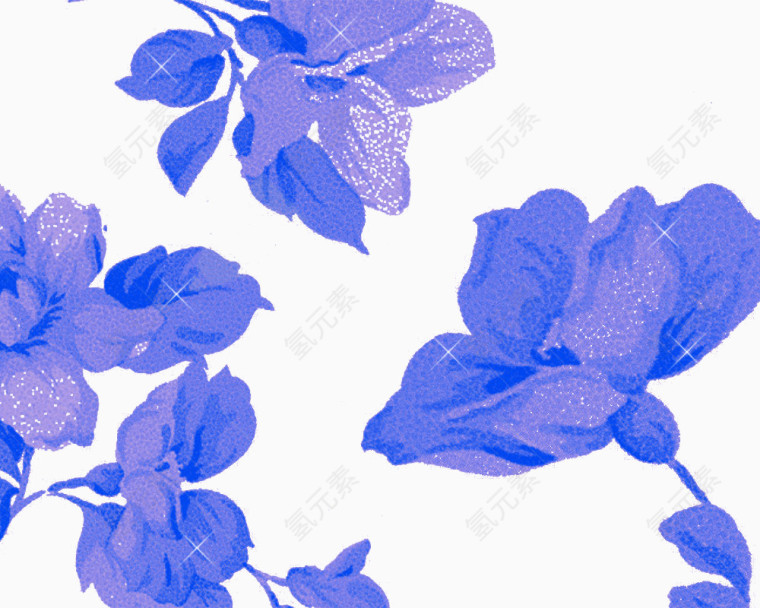 蓝色手绘装饰插花