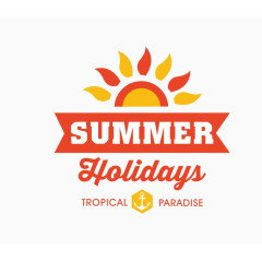 矢量黄红色休闲假期英文字母元素