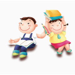 读书的卡通小朋友