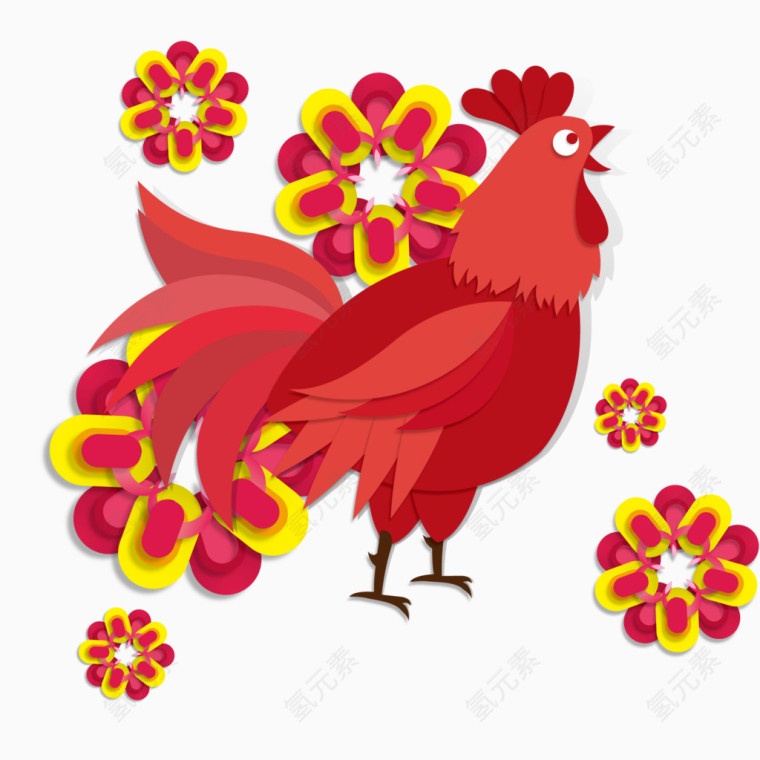 中国新年创意贴纸大公鸡