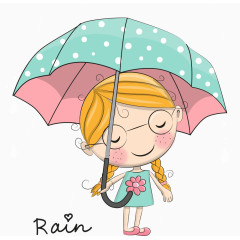 矢量打伞的小女孩