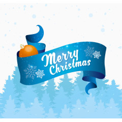 蓝色丝带圣诞贺卡矢量素材