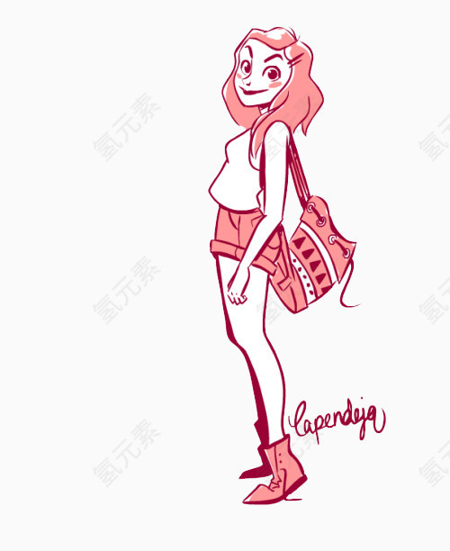 手绘个性活泼少女