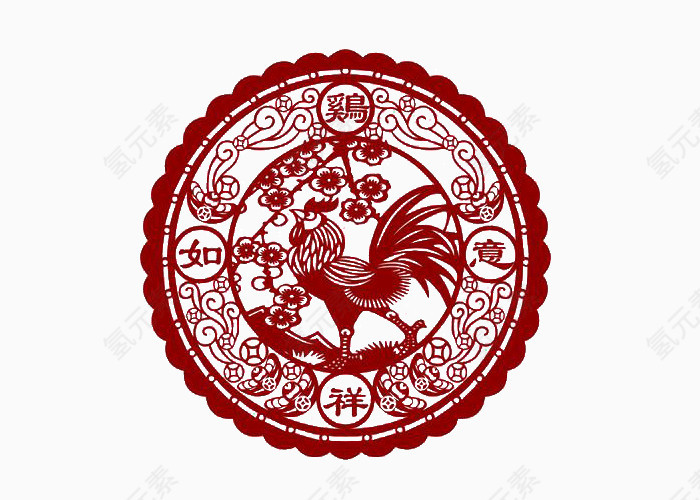 鸡年剪纸素材