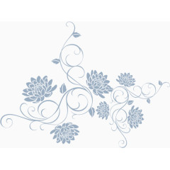 蓝色古风温暖花朵素材