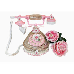 粉色复古电话机