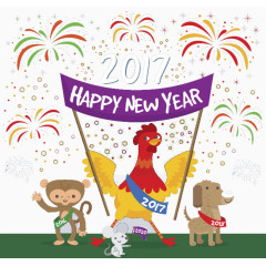 2017新年动物卡通矢量素材