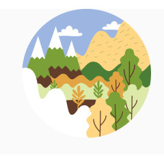 可爱卡通风景矢量图