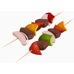 矢量蔬菜与肉串