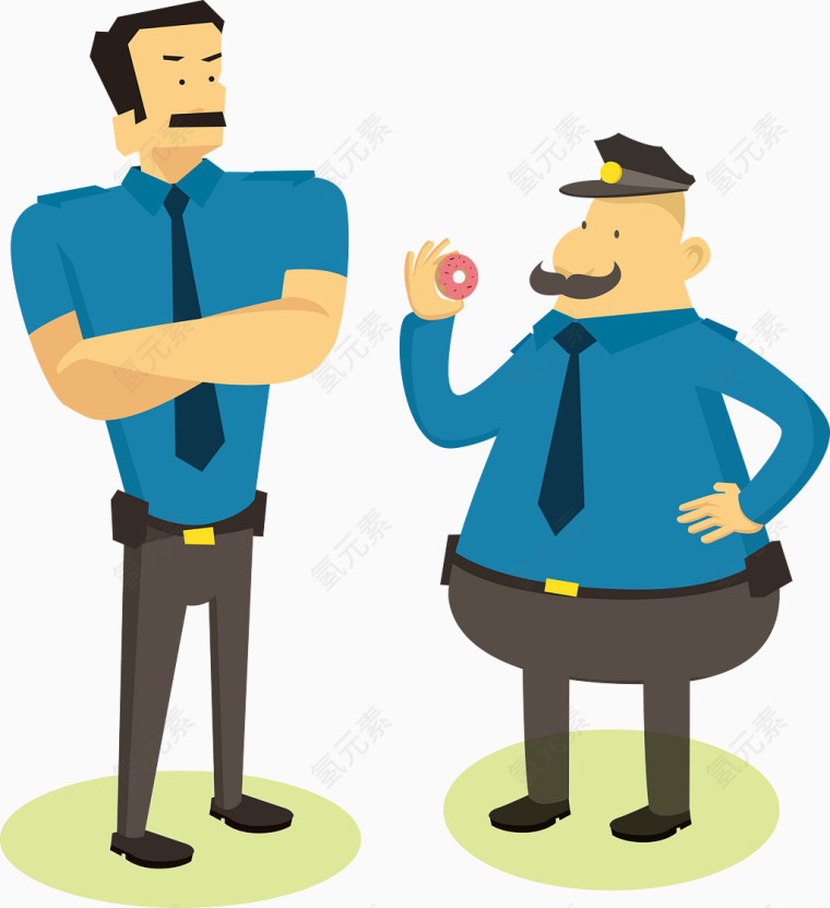 2个警察插图矢量图