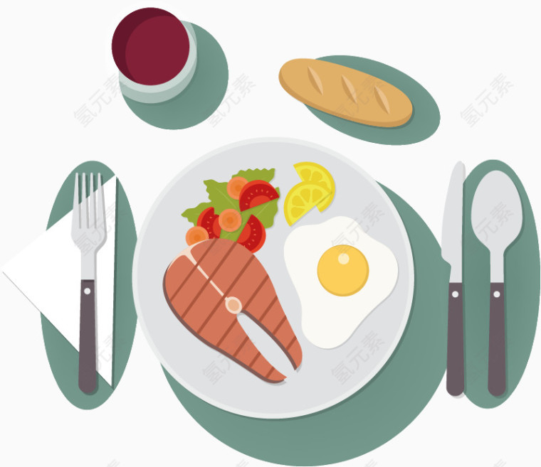 西红柿鸡蛋面矢量素材