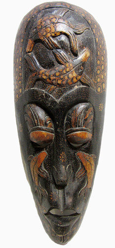 土著人头像木雕