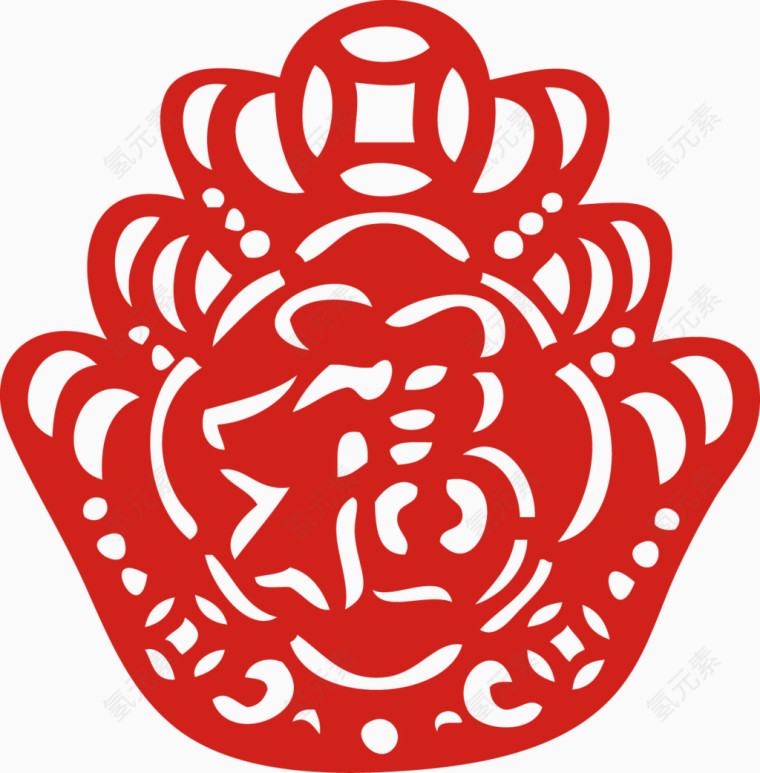 元宝福字剪纸春节元旦窗花
