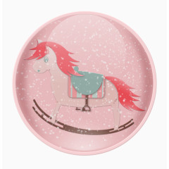 卡通手绘粉色圆形小马装饰标签