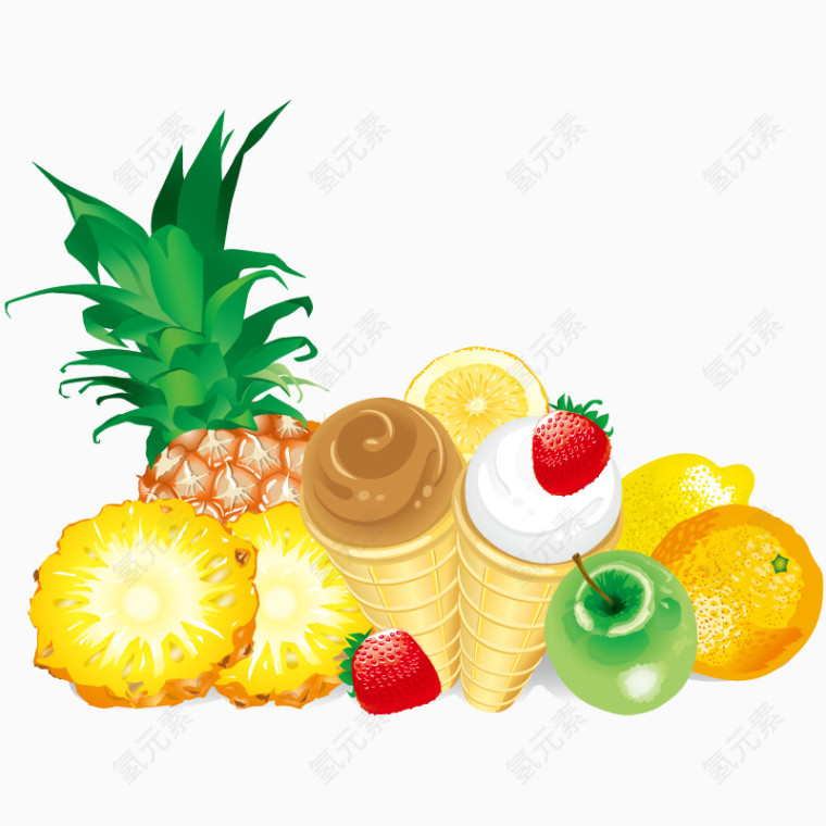 水果和冰淇淋矢量元素