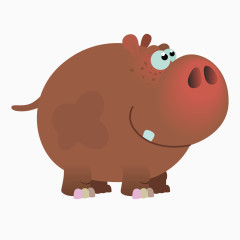 矢量卡通红色野猪