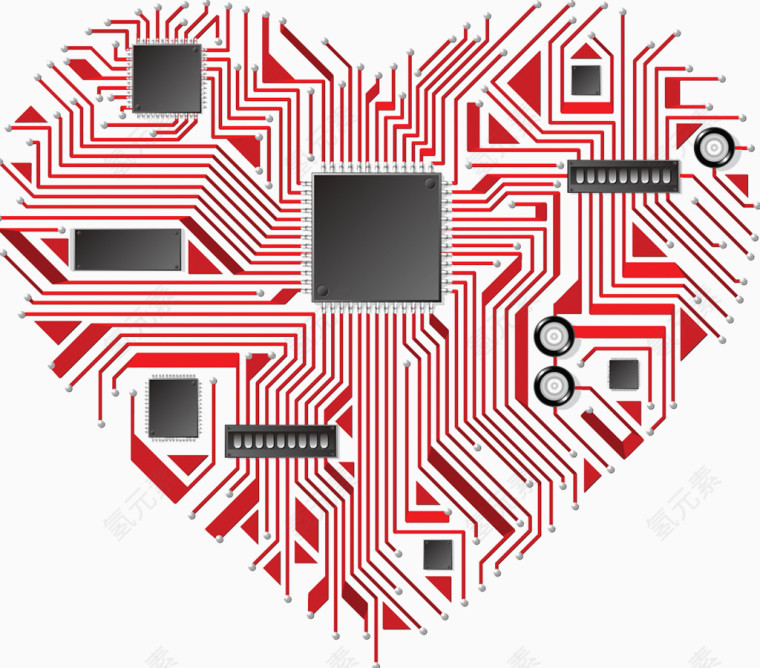 心形电路线条