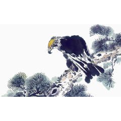鹰传统装饰水墨画素材