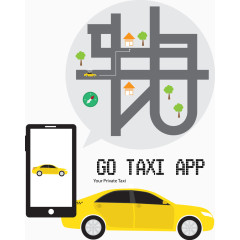 矢量手绘打车软件