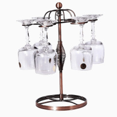 欧式铁艺铜色红酒杯架