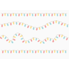 可爱节日彩灯手绘