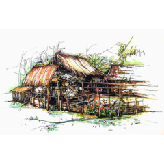 手绘房屋