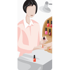 卡通指甲油柜台做美甲矢量图