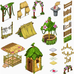 矢量卡通茅屋插画