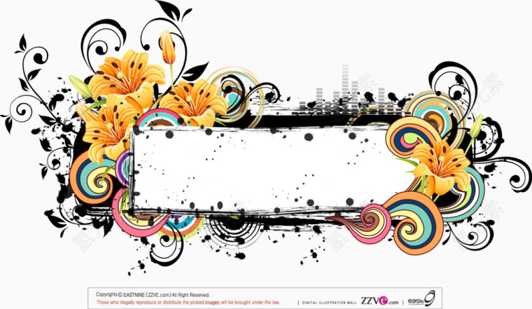 喇叭花边框花纹公告板