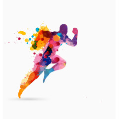 彩色 喷绘 奔跑男子 矢量图 装饰图案 运动