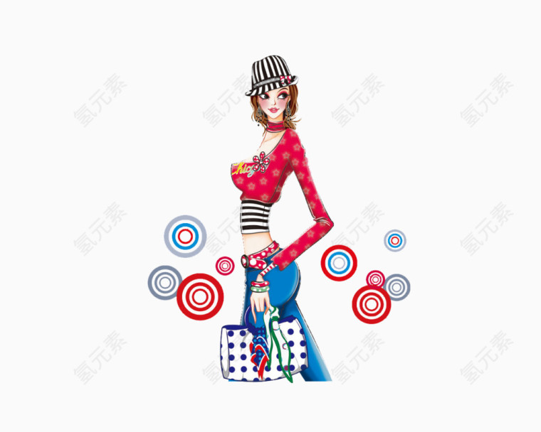 手绘时尚女性图案