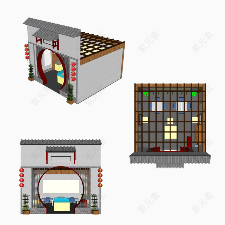 建筑物中的中式拱门
